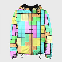 Куртка с капюшоном женская Светлая стена из блоков Тетриса, цвет: 3D-черный