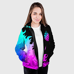 Куртка с капюшоном женская Green Day неоновый огонь, цвет: 3D-черный — фото 2