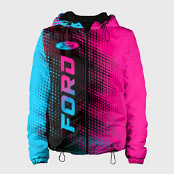 Куртка с капюшоном женская Ford - neon gradient: по-вертикали, цвет: 3D-черный