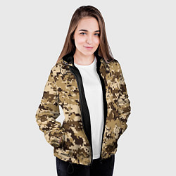 Куртка с капюшоном женская Коричнево-желтый камуфляжный фон, цвет: 3D-черный — фото 2