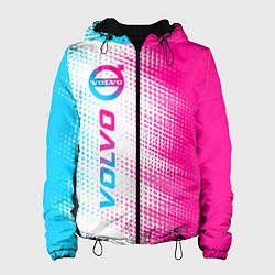 Куртка с капюшоном женская Volvo neon gradient style: по-вертикали, цвет: 3D-черный