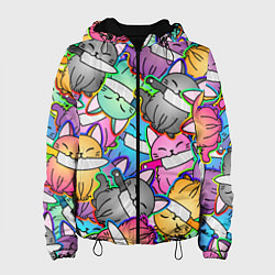 Куртка с капюшоном женская Перенаселение котиков, цвет: 3D-черный
