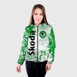 Куртка с капюшоном женская Skoda auto logo, цвет: 3D-черный — фото 2