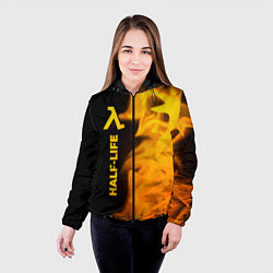 Куртка с капюшоном женская Half-Life - gold gradient: по-вертикали, цвет: 3D-черный — фото 2