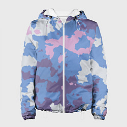 Куртка с капюшоном женская Синий камуфляж, цвет: 3D-белый
