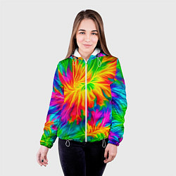 Куртка с капюшоном женская Тай-дай кислотные краски, цвет: 3D-белый — фото 2
