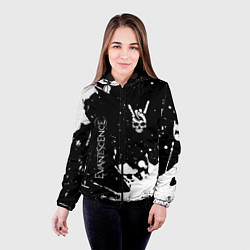 Куртка с капюшоном женская Evanescence и рок символ на темном фоне, цвет: 3D-черный — фото 2