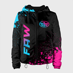 Куртка с капюшоном женская FAW - neon gradient: надпись, символ, цвет: 3D-черный