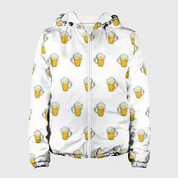 Куртка с капюшоном женская Кружки с пивом, цвет: 3D-белый