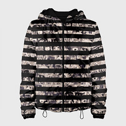 Куртка с капюшоном женская В полоску с ахегао, цвет: 3D-черный