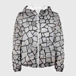 Куртка с капюшоном женская Каменный серый паттерн, цвет: 3D-белый