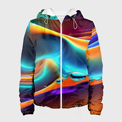 Куртка с капюшоном женская Абстракция - жидкость, цвет: 3D-белый