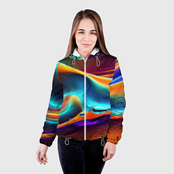 Куртка с капюшоном женская Абстракция - жидкость, цвет: 3D-белый — фото 2
