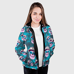 Куртка с капюшоном женская Черепа в очках и пальмы, цвет: 3D-черный — фото 2