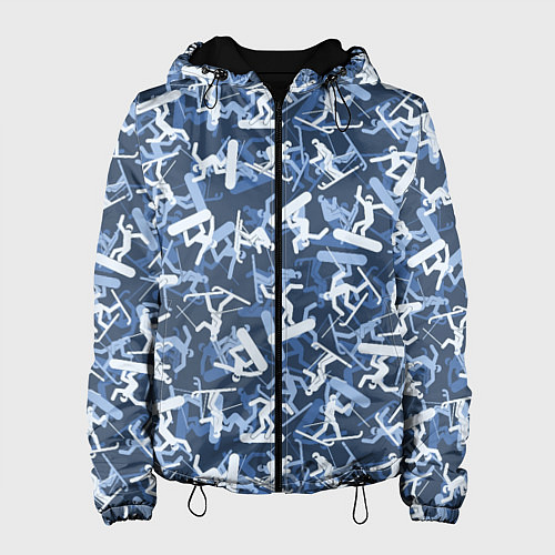 Женская куртка Сноубордист и Лыжник - камуфляж / 3D-Черный – фото 1