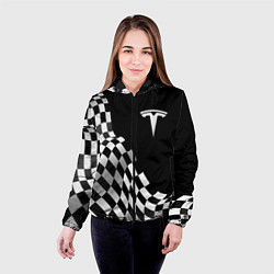 Куртка с капюшоном женская Tesla racing flag, цвет: 3D-черный — фото 2