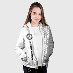 Куртка с капюшоном женская Mercedes speed на светлом фоне со следами шин: по-, цвет: 3D-белый — фото 2