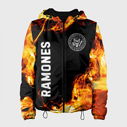 Куртка с капюшоном женская Ramones и пылающий огонь, цвет: 3D-черный