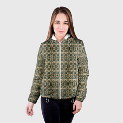 Куртка с капюшоном женская Золотистые симметричные узоры, цвет: 3D-белый — фото 2
