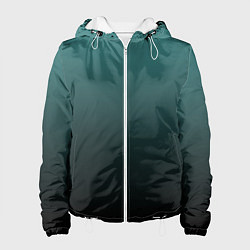 Куртка с капюшоном женская Градиент зелено-черный, цвет: 3D-белый