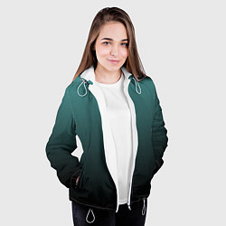 Куртка с капюшоном женская Градиент зелено-черный, цвет: 3D-белый — фото 2