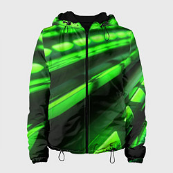 Куртка с капюшоном женская Green neon abstract, цвет: 3D-черный