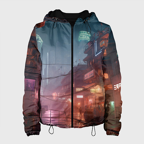 Женская куртка Киберпанк город будущего / 3D-Черный – фото 1