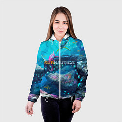 Куртка с капюшоном женская Подводный мир сабнавтики, цвет: 3D-белый — фото 2