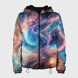 Куртка с капюшоном женская Космические узоры необычные, цвет: 3D-черный