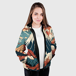 Куртка с капюшоном женская Ретро Фудзияма, цвет: 3D-черный — фото 2