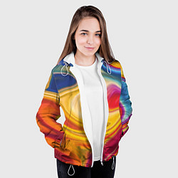 Куртка с капюшоном женская Цветная волна, цвет: 3D-белый — фото 2