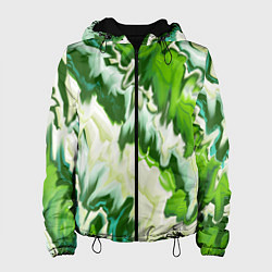 Куртка с капюшоном женская Зеленые штрихи, цвет: 3D-черный