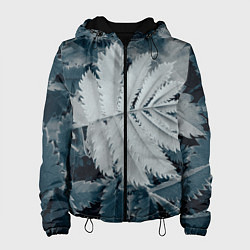 Куртка с капюшоном женская Белый лист, цвет: 3D-черный