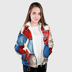 Куртка с капюшоном женская Объемные плиты и герб России, цвет: 3D-белый — фото 2