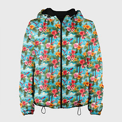 Женская куртка Гавайские цветочки паттерн
