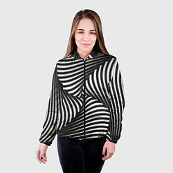 Куртка с капюшоном женская Оптическая иллюзия водоворот, цвет: 3D-черный — фото 2