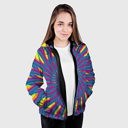 Куртка с капюшоном женская Оптическая иллюзия веер, цвет: 3D-черный — фото 2