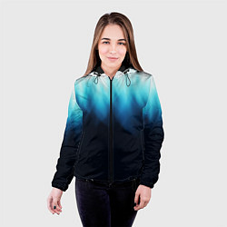 Куртка с капюшоном женская Синее пламя огня на черном, цвет: 3D-черный — фото 2