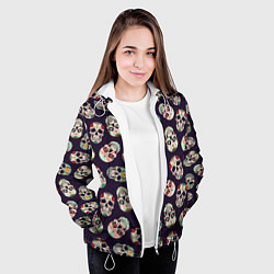 Куртка с капюшоном женская Узор с черепами Pattern with skulls, цвет: 3D-белый — фото 2
