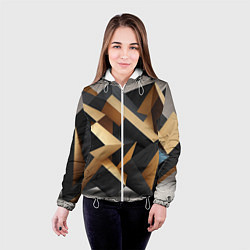 Куртка с капюшоном женская Абстрактный куб, цвет: 3D-белый — фото 2