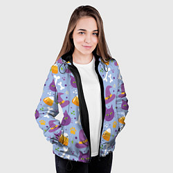 Куртка с капюшоном женская Кошачий хэллоуин, цвет: 3D-черный — фото 2