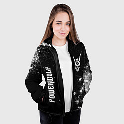 Куртка с капюшоном женская Powerwolf и рок символ на темном фоне, цвет: 3D-черный — фото 2