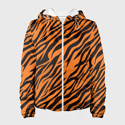 Куртка с капюшоном женская Полоски тигра - tiger, цвет: 3D-белый