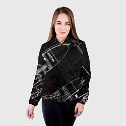 Куртка с капюшоном женская Чертеж ракеты, цвет: 3D-черный — фото 2
