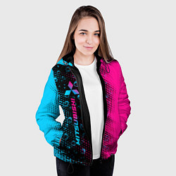 Куртка с капюшоном женская Mitsubishi - neon gradient: по-вертикали, цвет: 3D-черный — фото 2