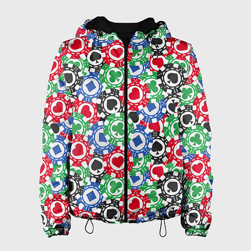 Женская куртка Фишки, Ставки, Покер / 3D-Черный – фото 1