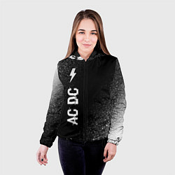 Куртка с капюшоном женская AC DC glitch на темном фоне: по-вертикали, цвет: 3D-черный — фото 2