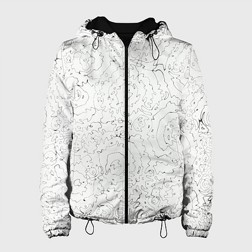 Женская куртка Хаотичная черно-белая рябь - узор Хуф и Ся / 3D-Черный – фото 1