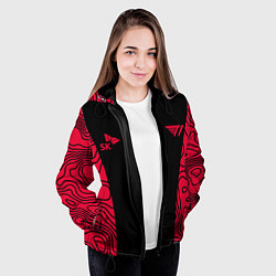 Куртка с капюшоном женская T1 форма red, цвет: 3D-черный — фото 2
