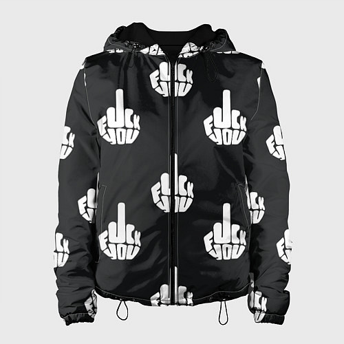 Женская куртка С факами на английском - паттерн / 3D-Черный – фото 1